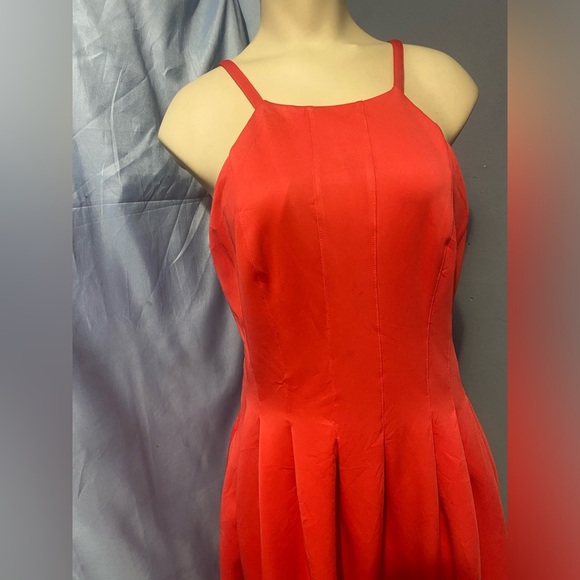 Calvin Klein Orange Pink Pleated Halter Mini Dress - Picture 11 of 13